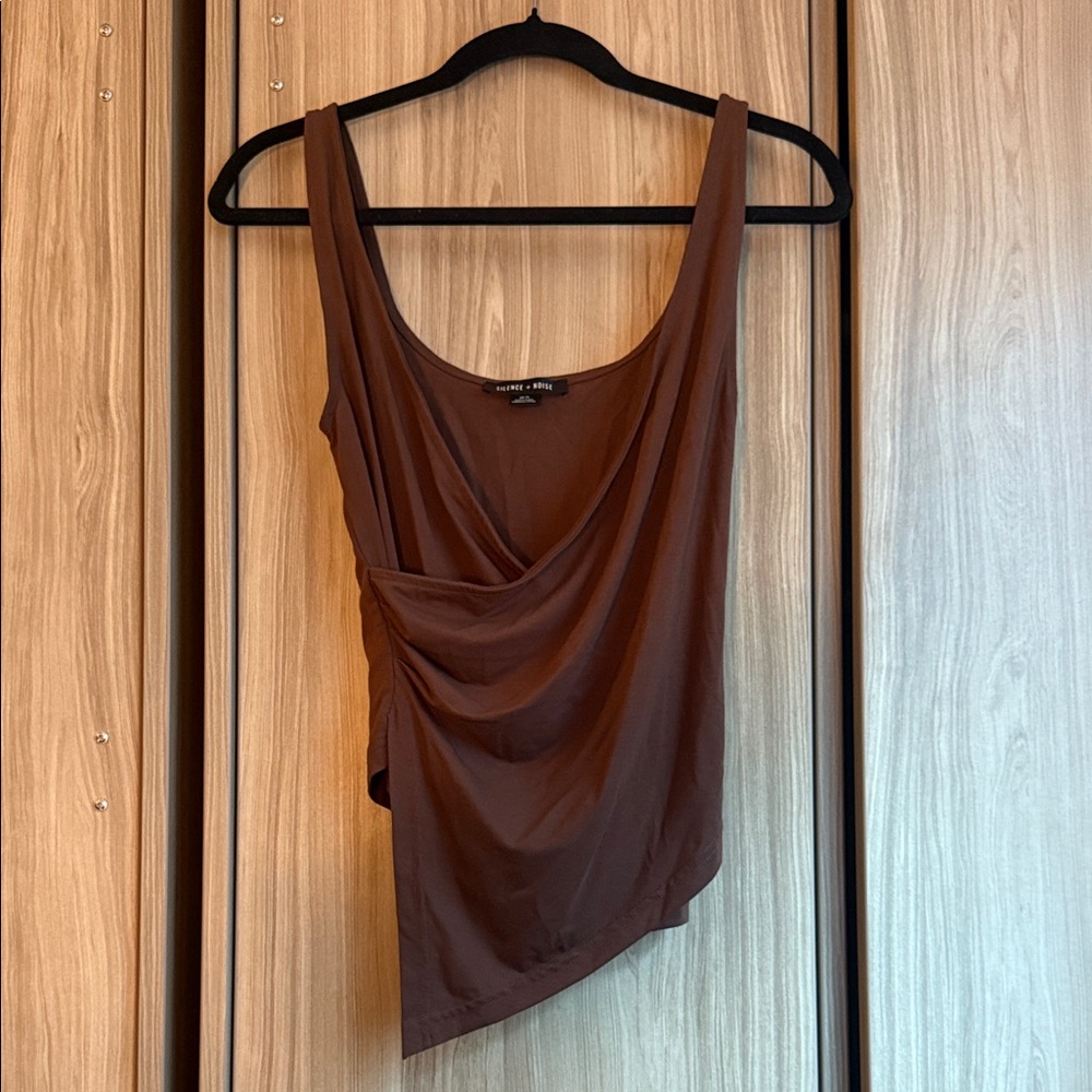 Silence + Noise Asymmetrical Brown Tank Top